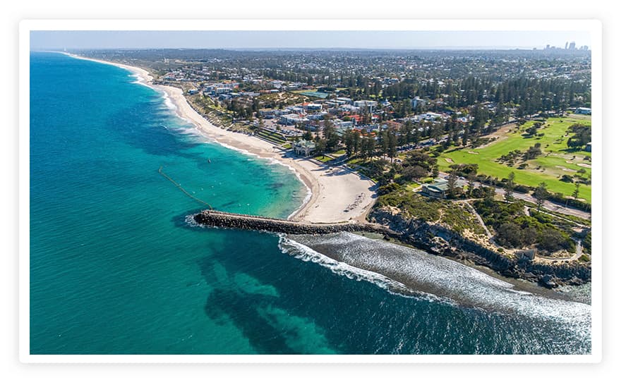 Vista aerea de playas en Perth